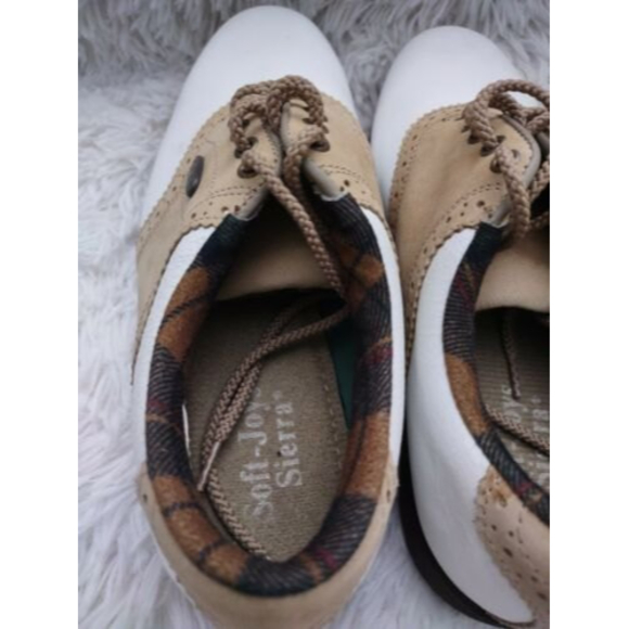 FootJoy SoftJoys Terrains Women's Size 7 Golf Shoes White w Brown Cleats - Picture 6 of 8